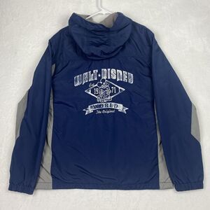 Vintage 1971 Disney Windbreaker Jacket Adult Medium Blue Gray Full Zip Hooded